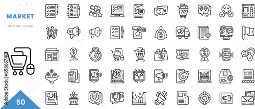 market outline icon collection. Minimal linear icon pack. Vector illustration