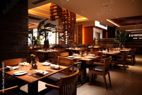 Luxury restaurant interior with tables and chairs. Luxury restaurant interior.