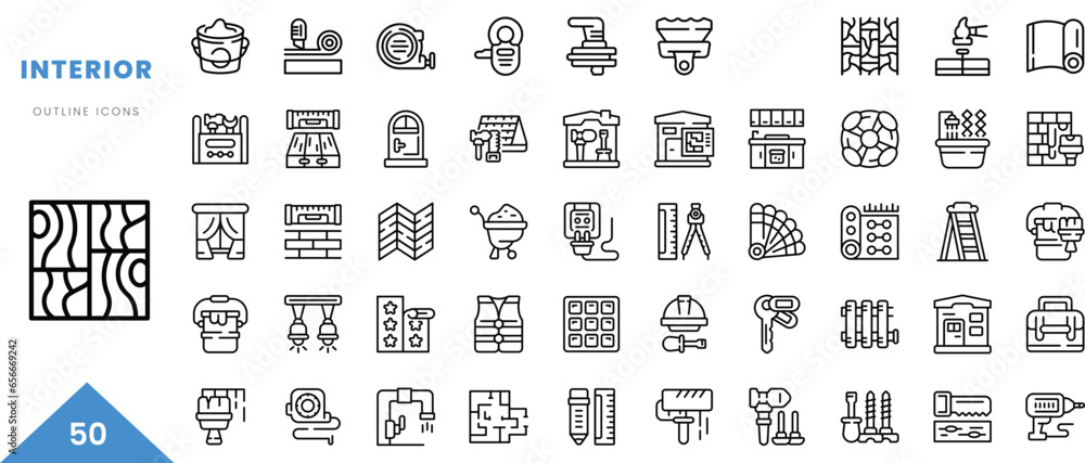 interior outline icon collection. Minimal linear icon pack. Vector illustration