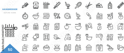 hairdresser outline icon collection. Minimal linear icon pack. Vector illustration photo