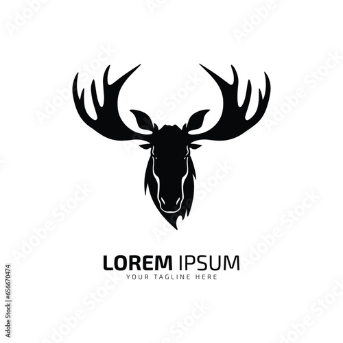 Minimal and abstract logo of moose vector elk icon fur silhouette isolated template design head of moose