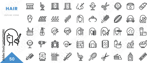 hair outline icon collection. Minimal linear icon pack. Vector illustration photo