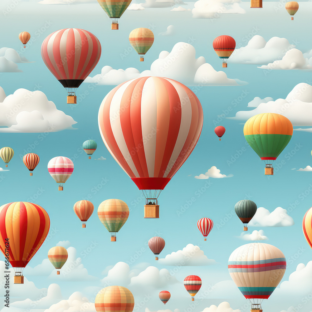 Hot air balloon cartoon repeat pattern Hot air balloon cartoon repeat pattern
