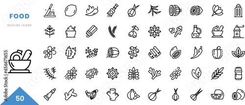 food outline icon collection. Minimal linear icon pack. Vector illustration