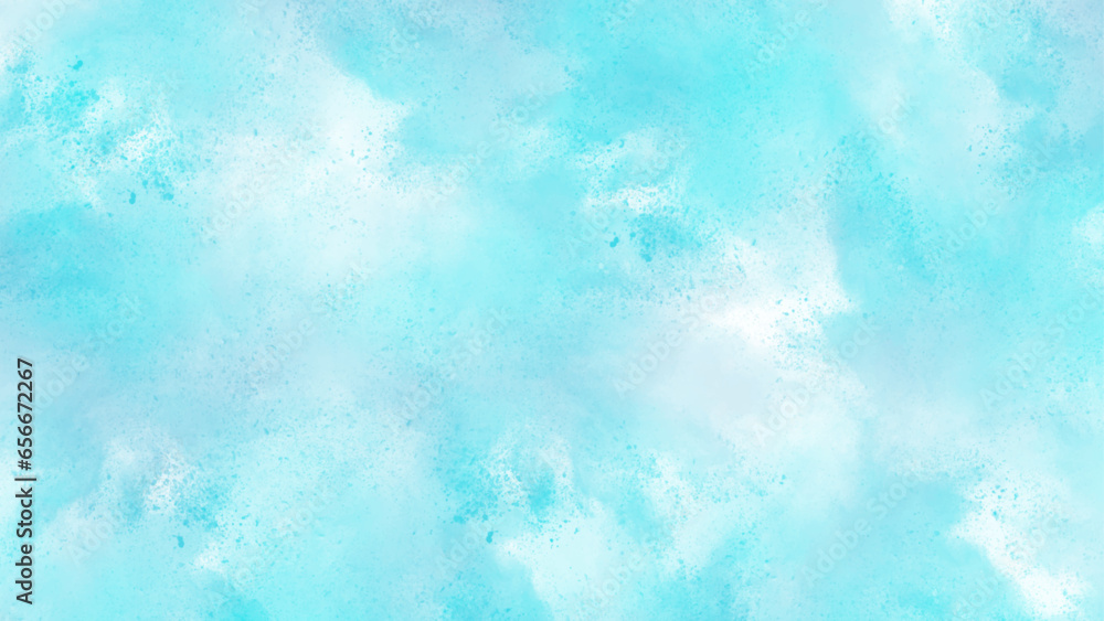 Blue Watercolor Background. Blue Grunge Background. Powder Watercolor. White and Sky Blue Background.  Blue and White Watercolor Texture.