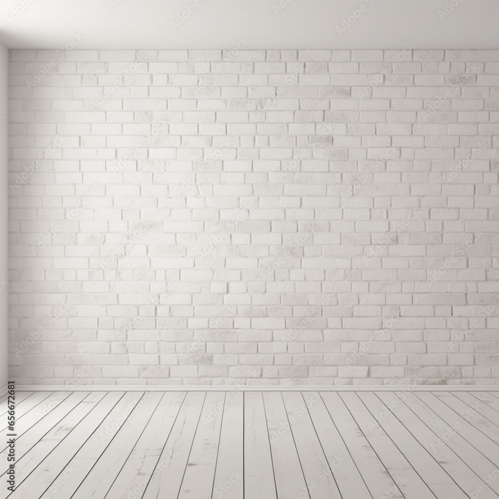 Background Texture of a clean white bricks Wall,perfect alignment ,Minimal Style,Use for wall poster
