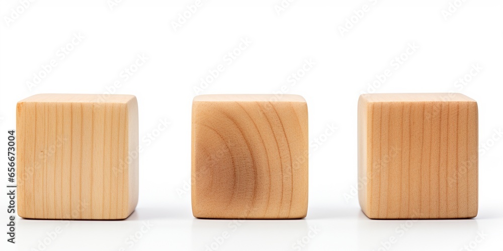 Blank wooden dices mock ups array in a line isolated on white.
 - obrazy, fototapety, plakaty 