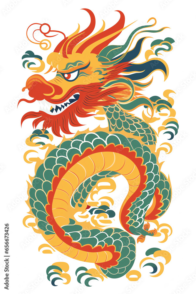 Happy Chinese new year 2024 Zodiac sign, year of the Dragon, on white background Happy Chinese new year 2024 Zodiac sign, year of the Dragon, on white background