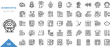 diagnostic outline icon collection. Minimal linear icon pack. Vector illustration