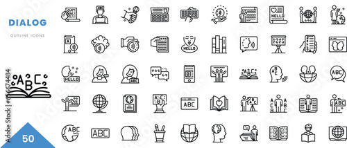 dialog outline icon collection. Minimal linear icon pack. Vector illustration