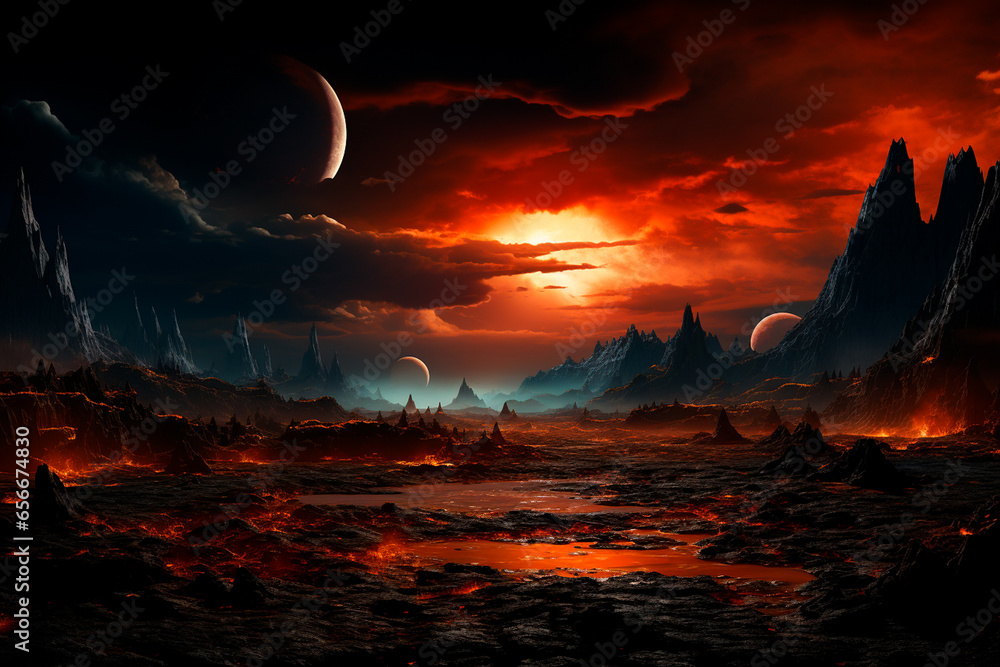 fantasy alien planet - illustration fantasy alien planet - illustration