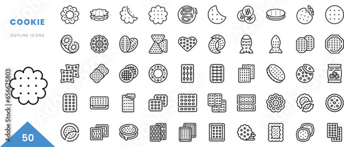 cookie outline icon collection. Minimal linear icon pack. Vector illustration