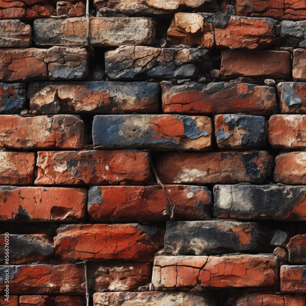 Brick wall tile grunge repeat pattern cartoon Brick wall tile grunge repeat pattern cartoon