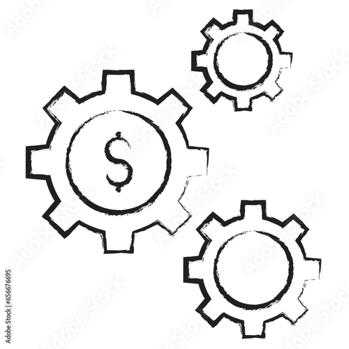 Hand drawn Dollar Cog icon