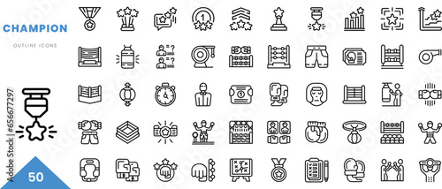 champion outline icon collection. Minimal linear icon pack. Vector illustration