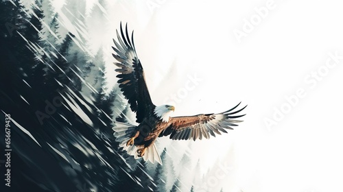 A bald eagle soaring low to the ground Generative photo