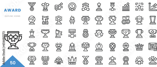 award outline icon collection. Minimal linear icon pack. Vector illustration