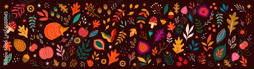 Big autumn vector collection. Symbols of autumn. Set of autumn leaves 