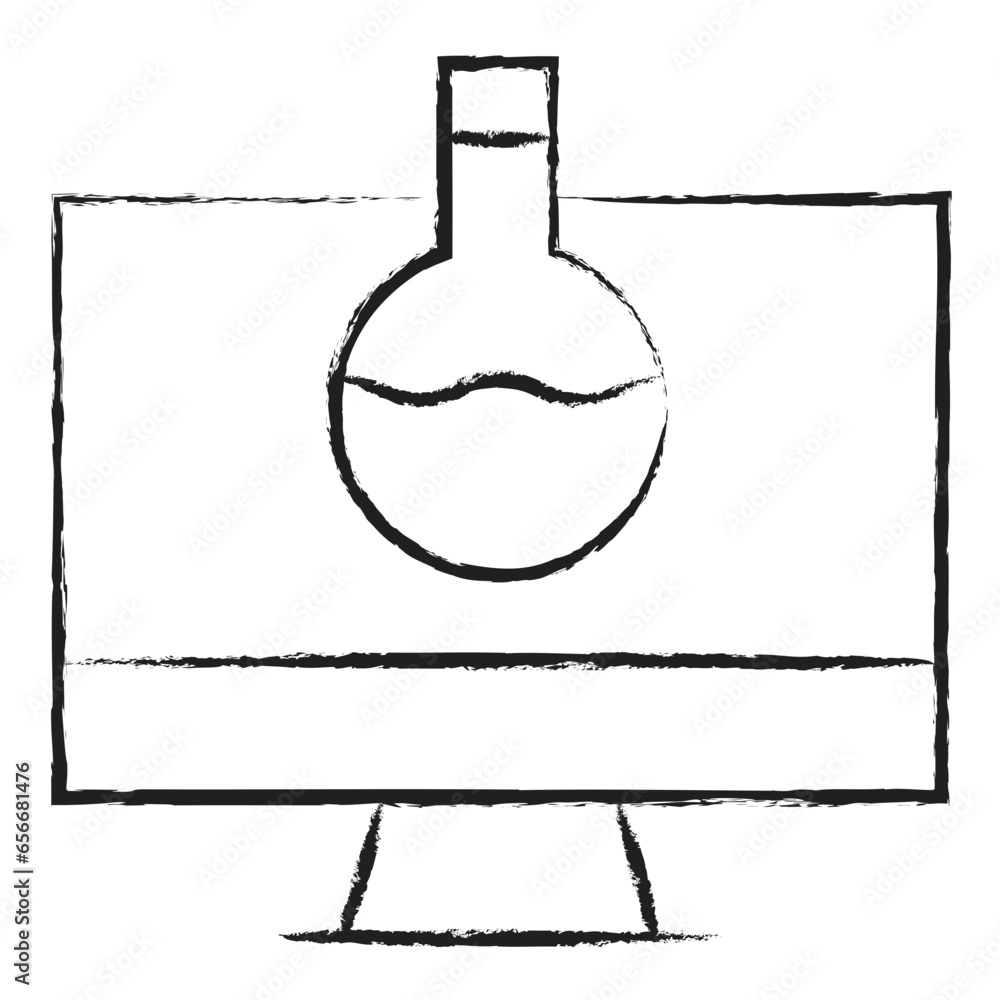Hand drawn Online flask icon Hand drawn Online flask icon