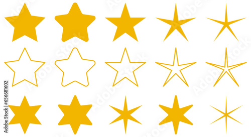 Star yellow icons. Vector illustration isolated on white background
