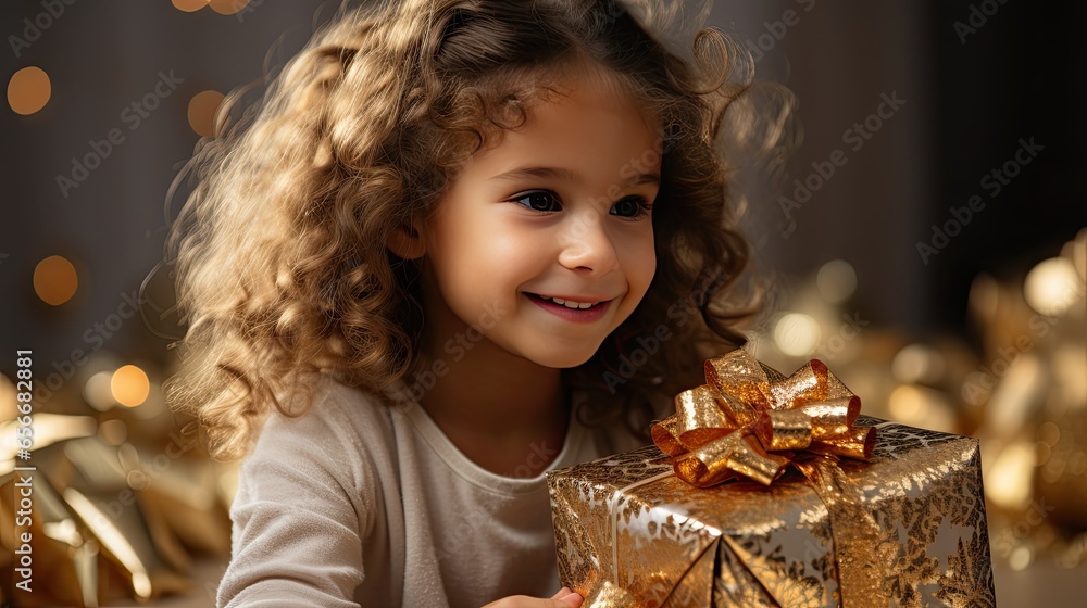 girl with christmas gift girl with christmas gift
