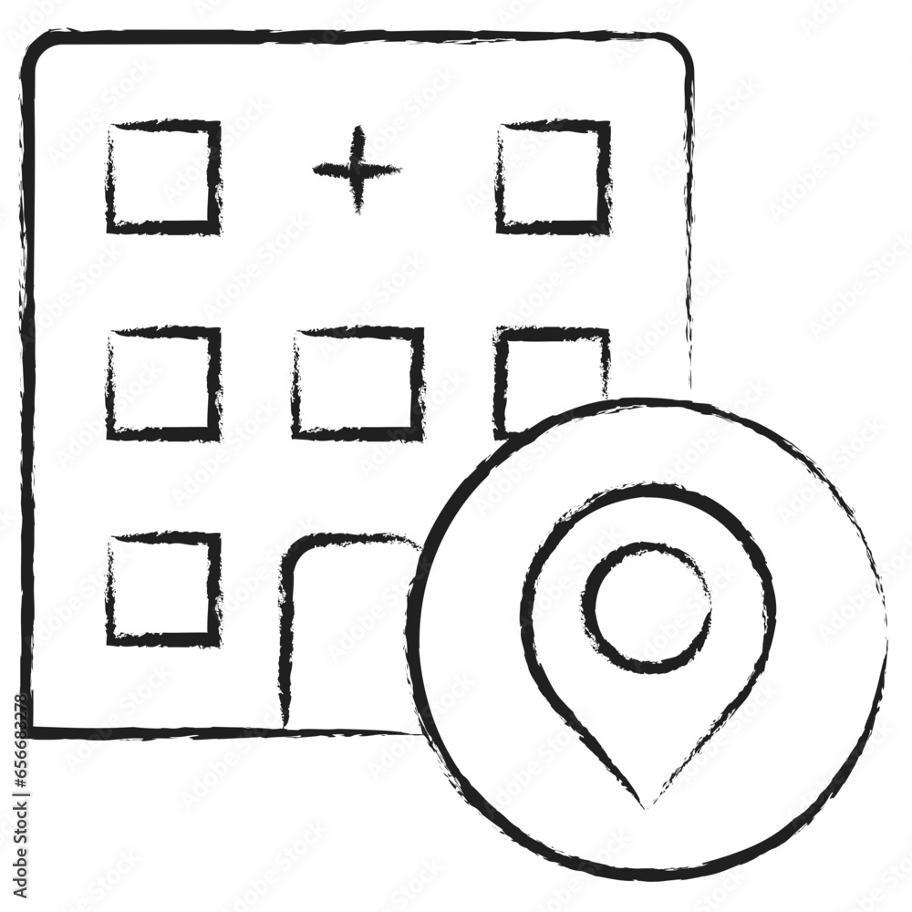 Hand drawn Clinic Location icon Hand drawn Clinic Location icon