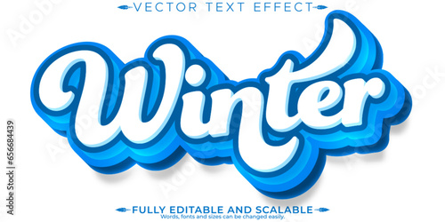 Winter text effect, editable cold and snow customizable font style