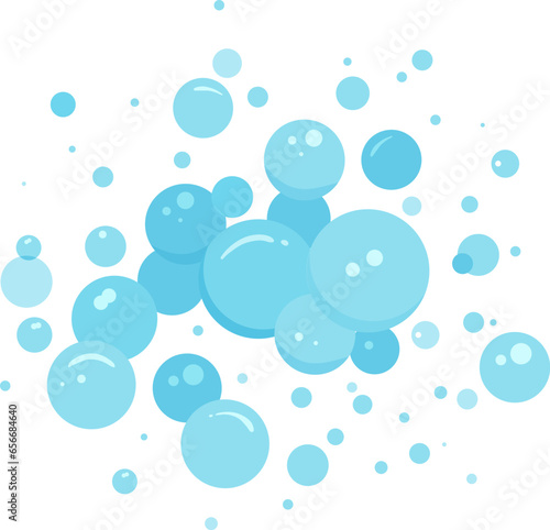 Foam bubble vector water icon, blue soap, bath shampoo suds splash. Laundry, wash, clean underwater. Soda, carbonated illustration