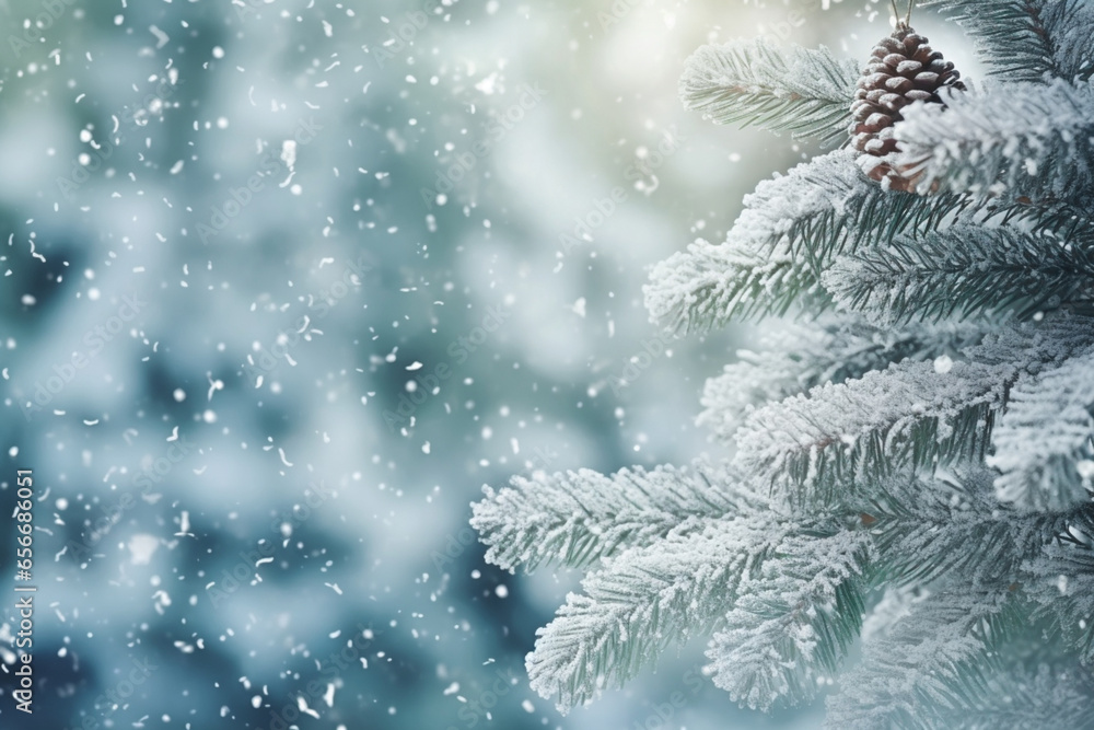 Winter christmas trees background with snow Winter christmas trees background with snow