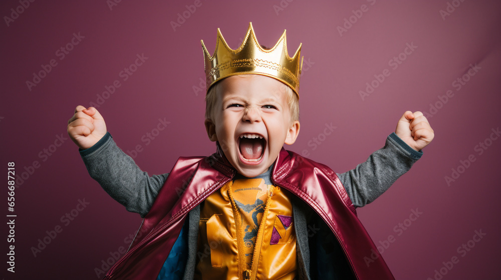 Fototapeta premium laughing toddler dressed up as a prince