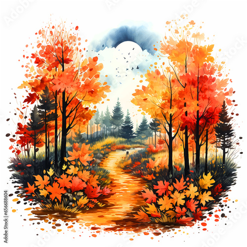 Autumn wallpaper watercolor paint art 