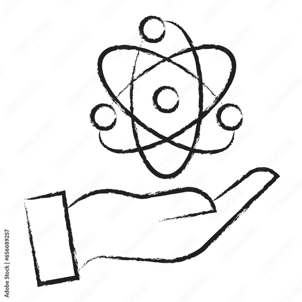 Hand drawn Atom hand icon