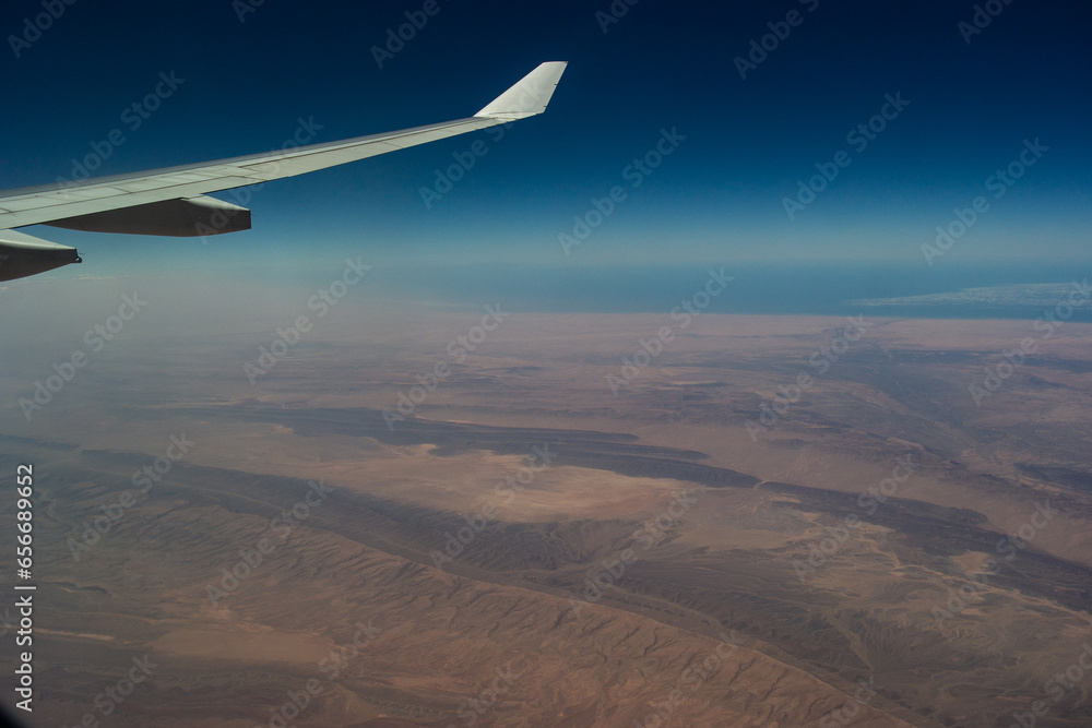 desert view from airplane window