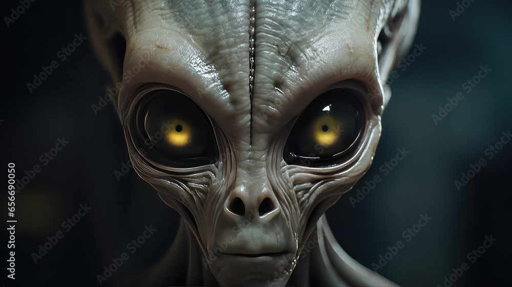 Obraz premium Alien face close up AI generated