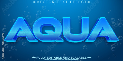 Aqua water text effect, editable sea and ocean text style