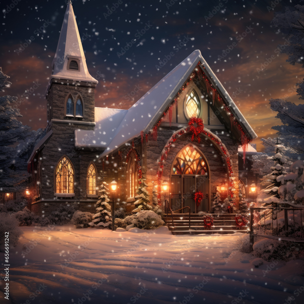 christmas church at night