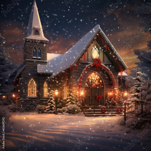 christmas church at night