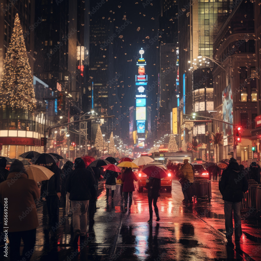city at night Christmas