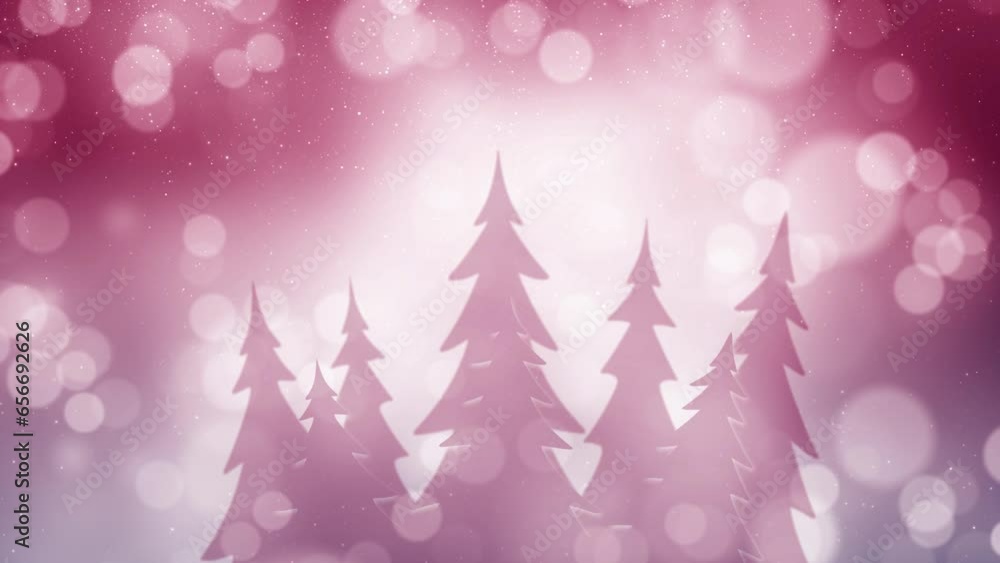 Violet red Christmas decoration with moving trees and glowing bokeh light loop animation. Violet red Christmas decoration with moving trees and glowing bokeh light loop animation.