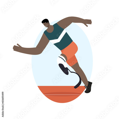 three december world day of disabled people vector logo design. A man without a leg runs at speed