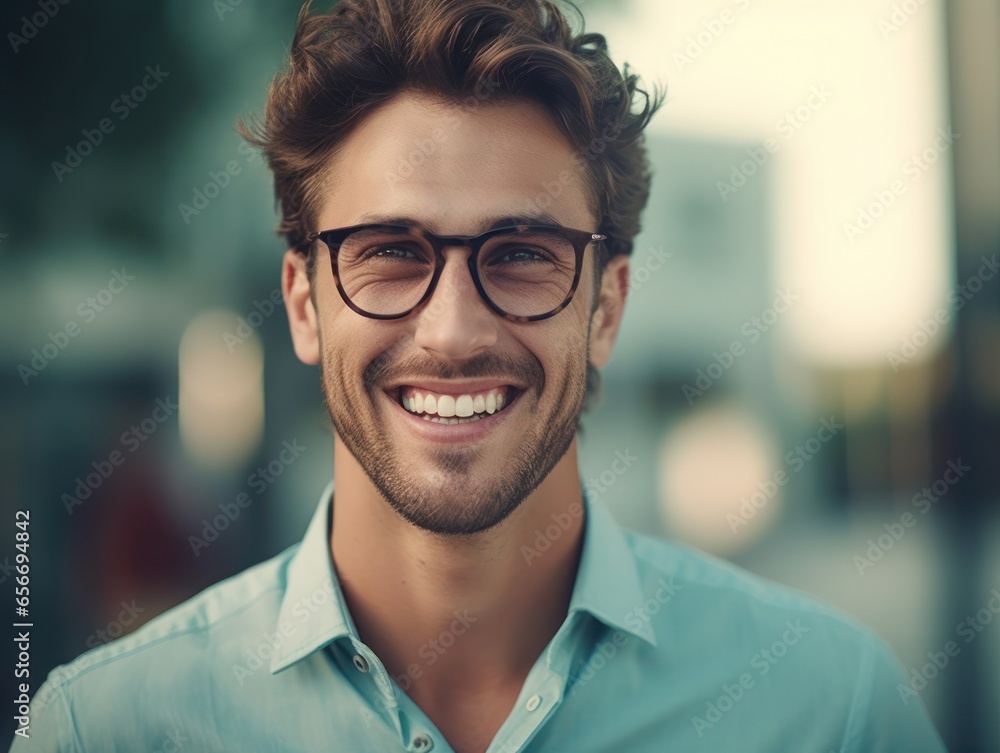 Photo portrait of a handsome man smiling with clean teeth. Dental advertisement Photo portrait of a handsome man smiling with clean teeth. Dental advertisement