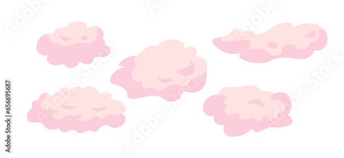 Cotton candy like fluffy clouds 2D cartoon object. Puffy cloudscape isolated vector item white background. Joy enjoy. Magic atmosphere. Dream dreamy weather forecast color flat spot illustration