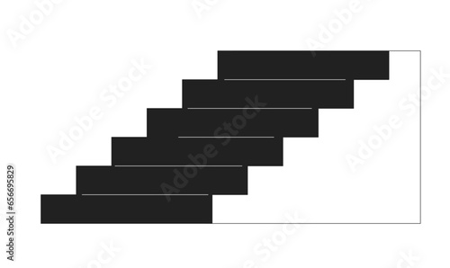 Side view aspirations stairway black and white 2D cartoon object. Stair way isolated vector outline item. New perspective. Climb achievement. Up and down structure monochromatic flat spot illustration