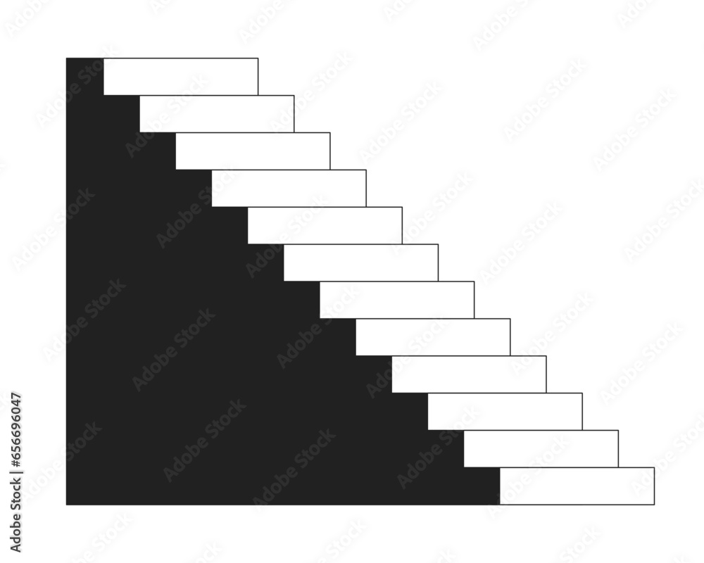 Climb ascending black and white 2D cartoon object. Stairway isolated vector outline item. Construction. New perspective entrance. Climbing achievement. Up and down monochromatic flat spot illustration Climb ascending black and white 2D cartoon object. Stairway isolated vector outline item. Construction. New perspective entrance. Climbing achievement. Up and down monochromatic flat spot illustration