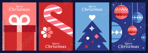 Merry Christmas card set with geometric and minimal style