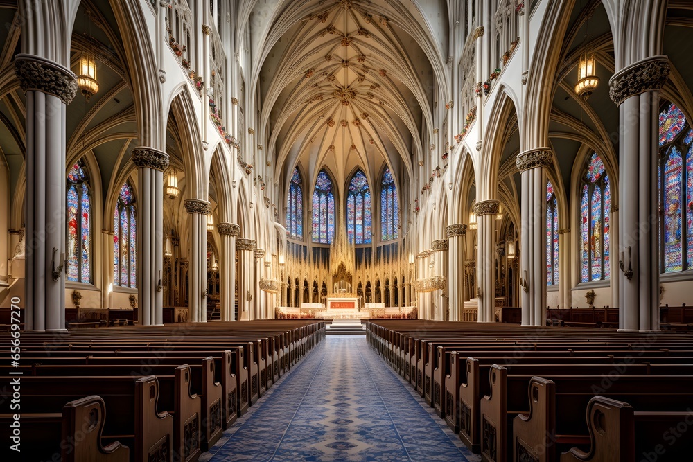 Panoramic view of the interior of St. Mary's Cathedral in Dublin, Ireland