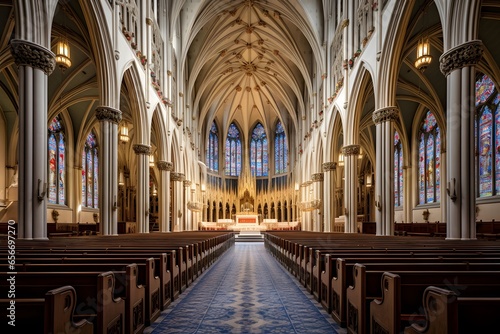 Panoramic view of the interior of St. Mary s Cathedral in Dublin  Ireland