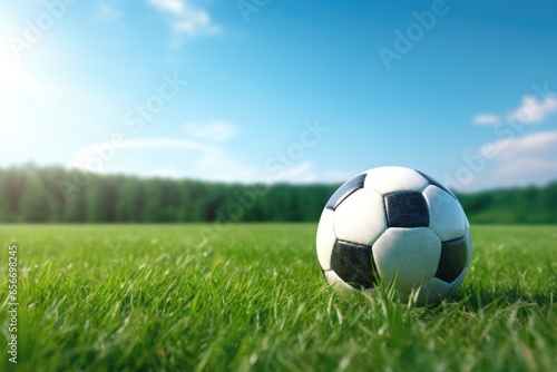 Football, men playing soccer, dramatic scene, fight dribbling, soccer boots. Soccer ball on a green large football field during training and in a championship match © Gizmo