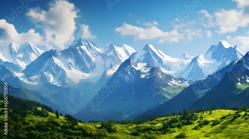 Panoramic view of the mountains in summer. Caucasus  Russia