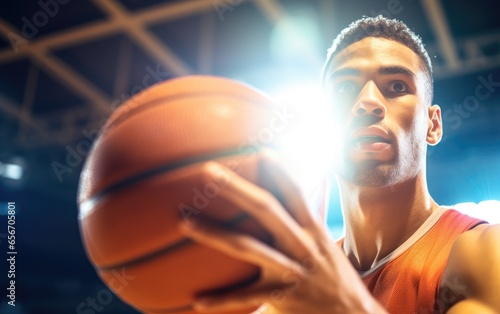 A basketball player about t...